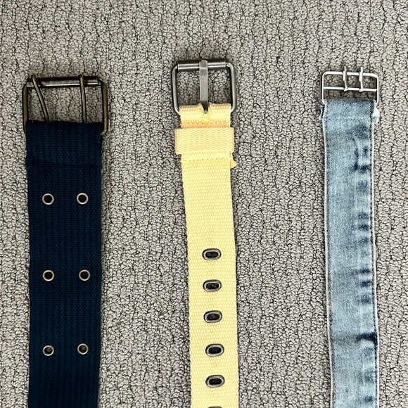 Grommet Belt Set - Black, Yellow, Blue Bundle of 3 - Picture 2 of 4